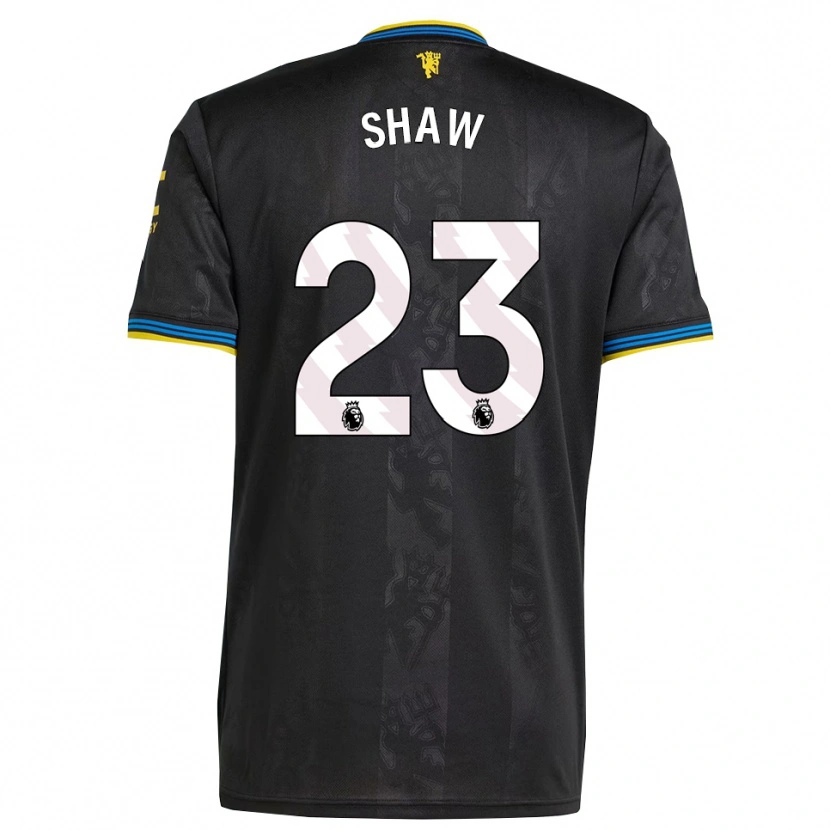Danxen Dame Luke Shaw #23 Svart Gul Blå Tredje Sett Drakt Trøye 2025/26 Skjorter T-Skjorte