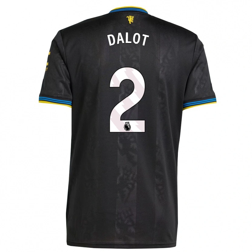 Danxen Dame Diogo Dalot #2 Svart Gul Blå Tredje Sett Drakt Trøye 2025/26 Skjorter T-Skjorte