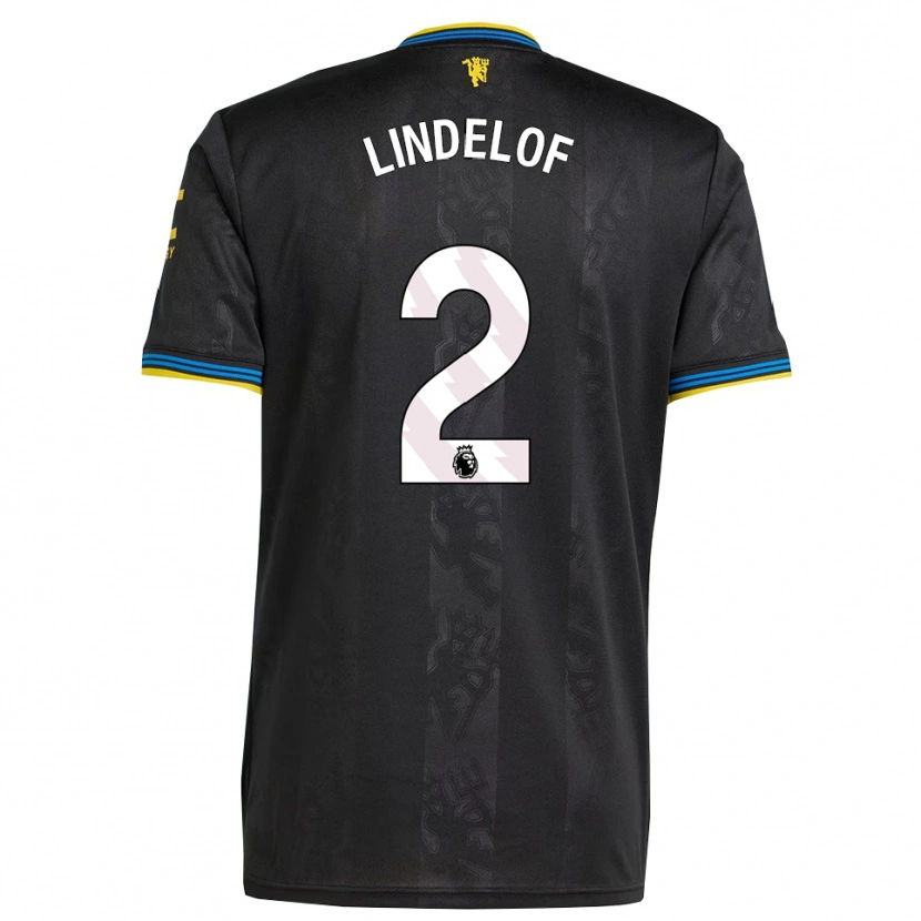 Danxen Dame Victor Lindelof #2 Svart Gul Blå Tredje Sett Drakt Trøye 2025/26 Skjorter T-Skjorte