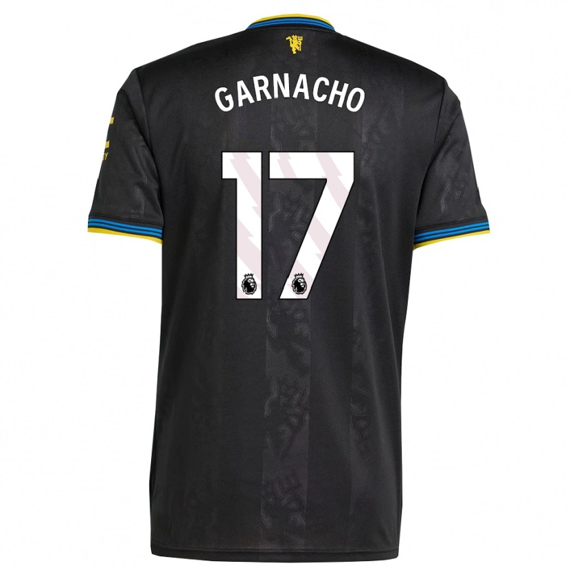 Danxen Dame Alejandro Garnacho #17 Svart Gul Blå Tredje Sett Drakt Trøye 2025/26 Skjorter T-Skjorte
