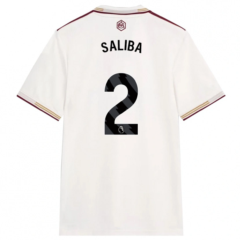 Danxen Dame William Saliba #2 Off White Burgunder Tredje Sett Drakt Trøye 2025/26 Skjorter T-Skjorte