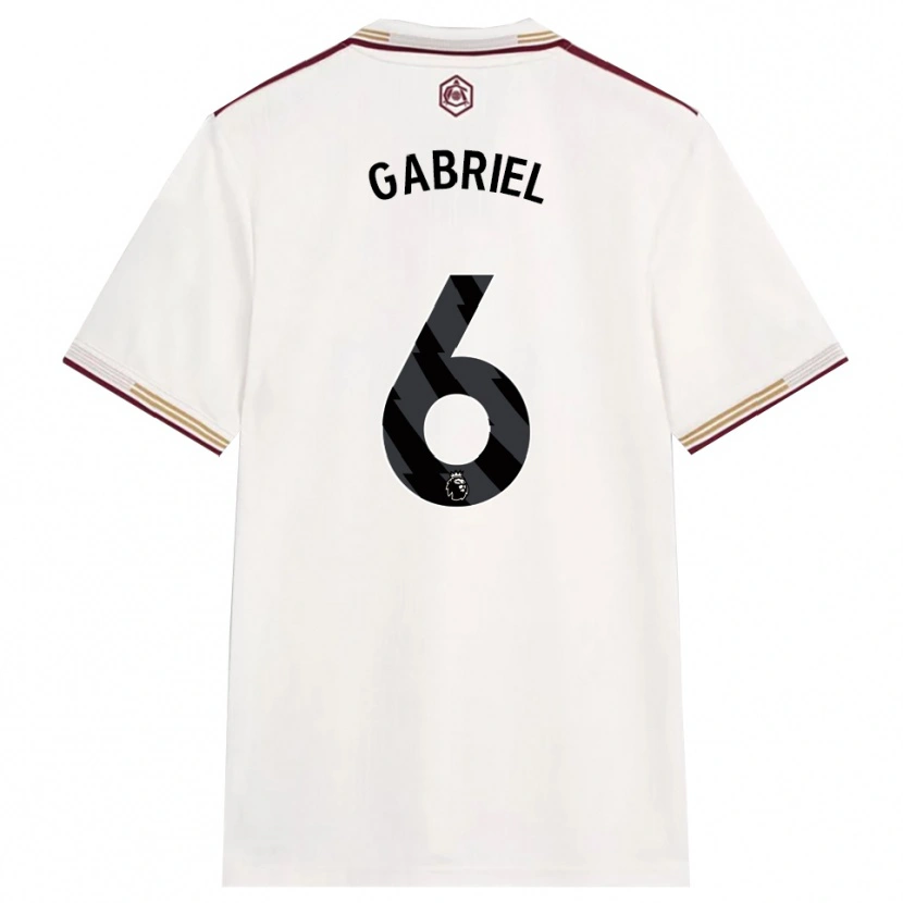 Danxen Dame Gabriel Magalhães #6 Off White Burgunder Tredje Sett Drakt Trøye 2025/26 Skjorter T-Skjorte