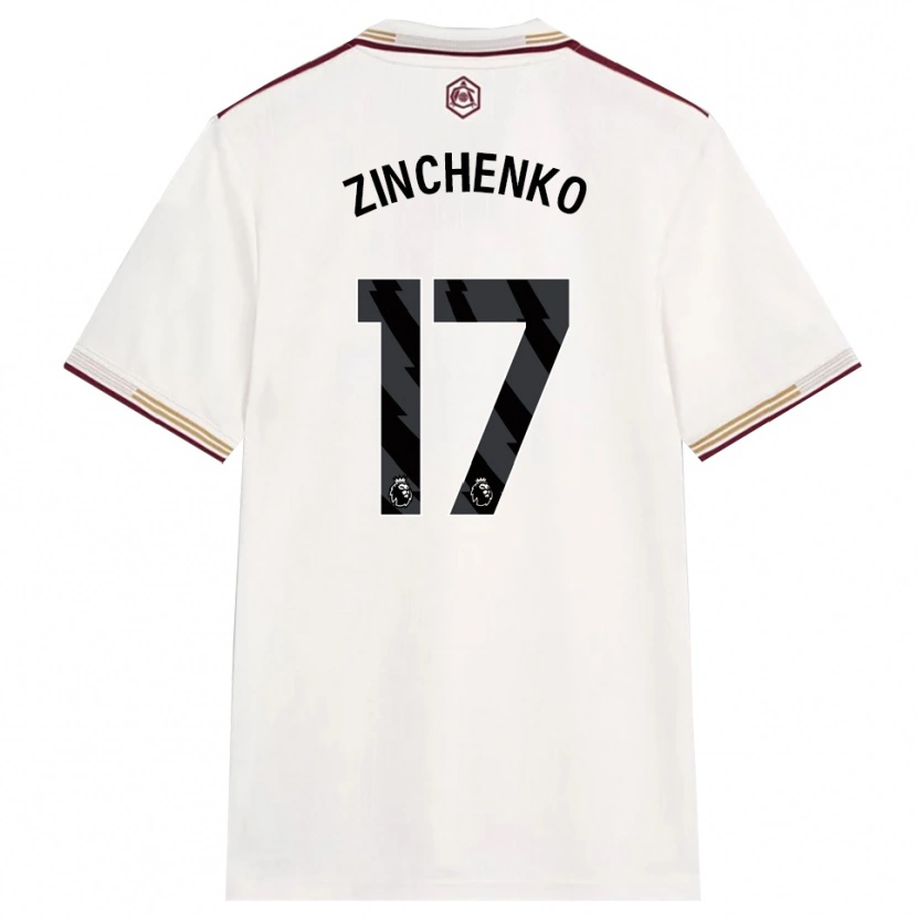 Danxen Dame Oleksandr Zinchenko #17 Off White Burgunder Tredje Sett Drakt Trøye 2025/26 Skjorter T-Skjorte