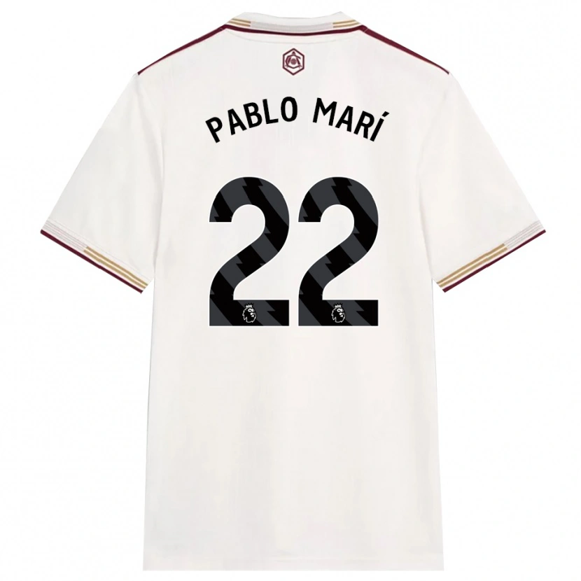 Danxen Dame Pablo Mari #22 Off White Burgunder Tredje Sett Drakt Trøye 2025/26 Skjorter T-Skjorte