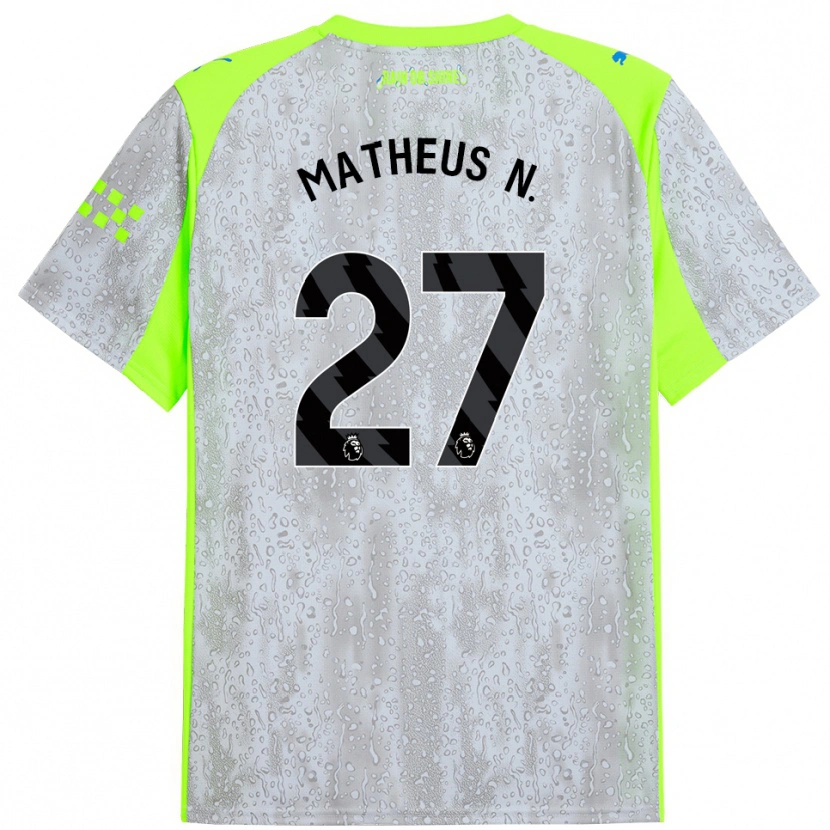 Danxen Dame Matheus Nunes #27 Grå Gul Tredje Sett Drakt Trøye 2025/26 Skjorter T-Skjorte