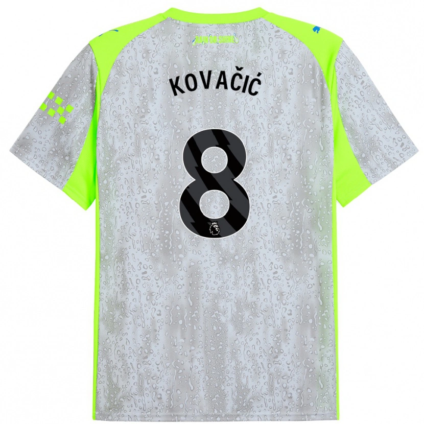 Danxen Dame Mateo Kovacic #8 Grå Gul Tredje Sett Drakt Trøye 2025/26 Skjorter T-Skjorte