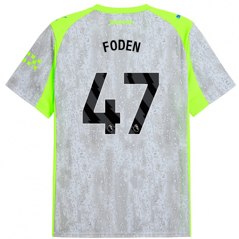 Danxen Dame Phil Foden #47 Grå Gul Tredje Sett Drakt Trøye 2025/26 Skjorter T-Skjorte