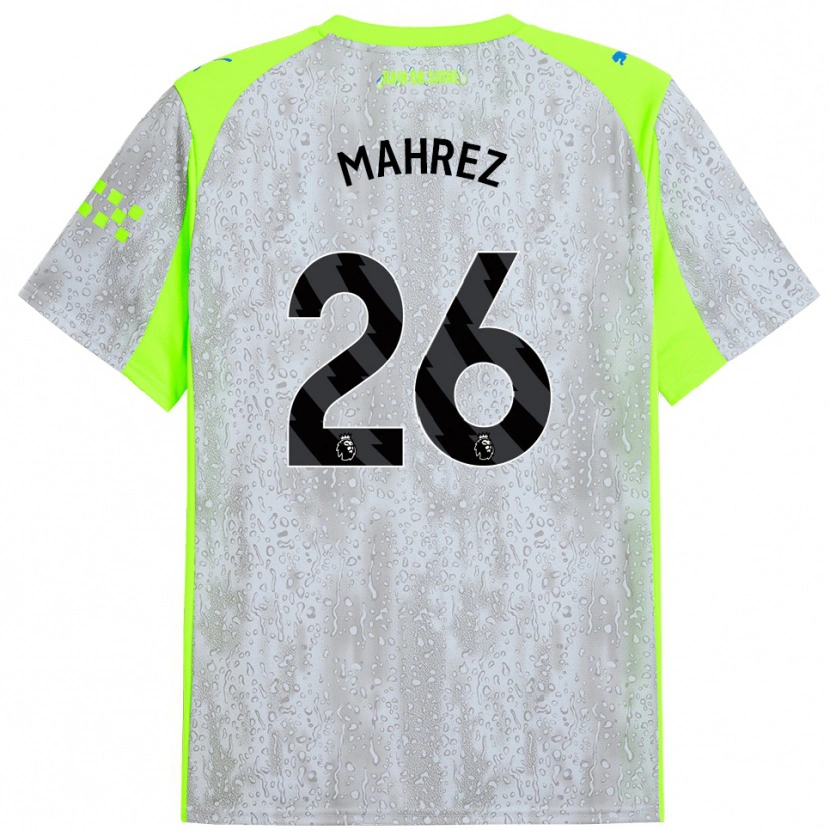 Danxen Dame Riyad Mahrez #26 Grå Gul Tredje Sett Drakt Trøye 2025/26 Skjorter T-Skjorte