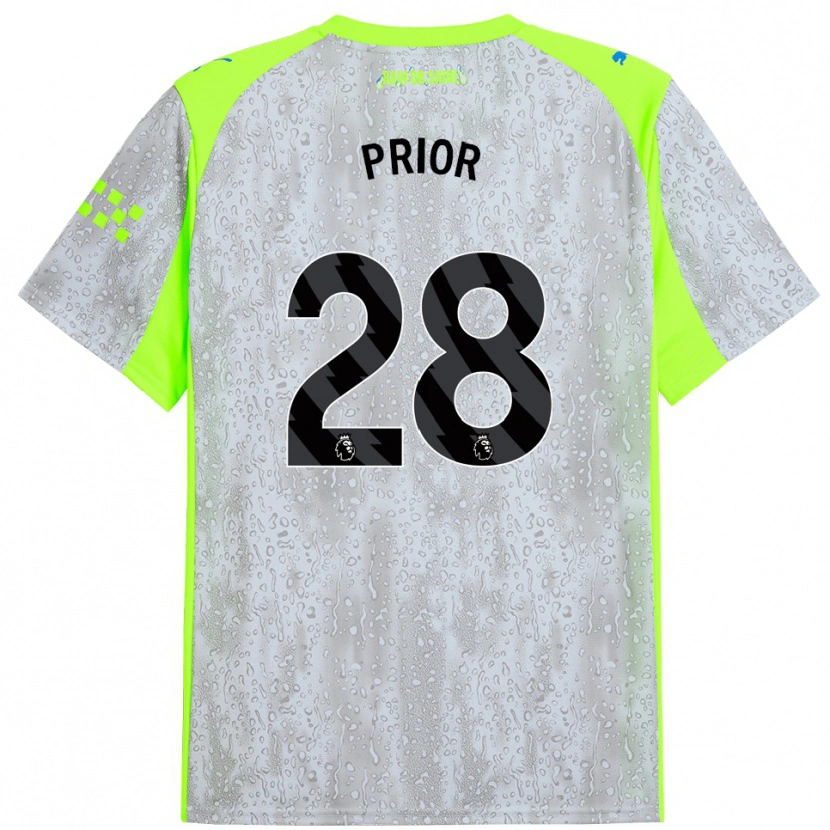 Danxen Dame Gracie Prior #28 Grå Gul Tredje Sett Drakt Trøye 2025/26 Skjorter T-Skjorte