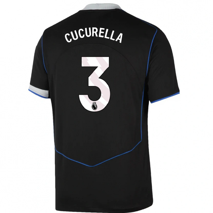 Danxen Dame Marc Cucurella #3 Svart Blå Sølv Tredje Sett Drakt Trøye 2025/26 Skjorter T-Skjorte