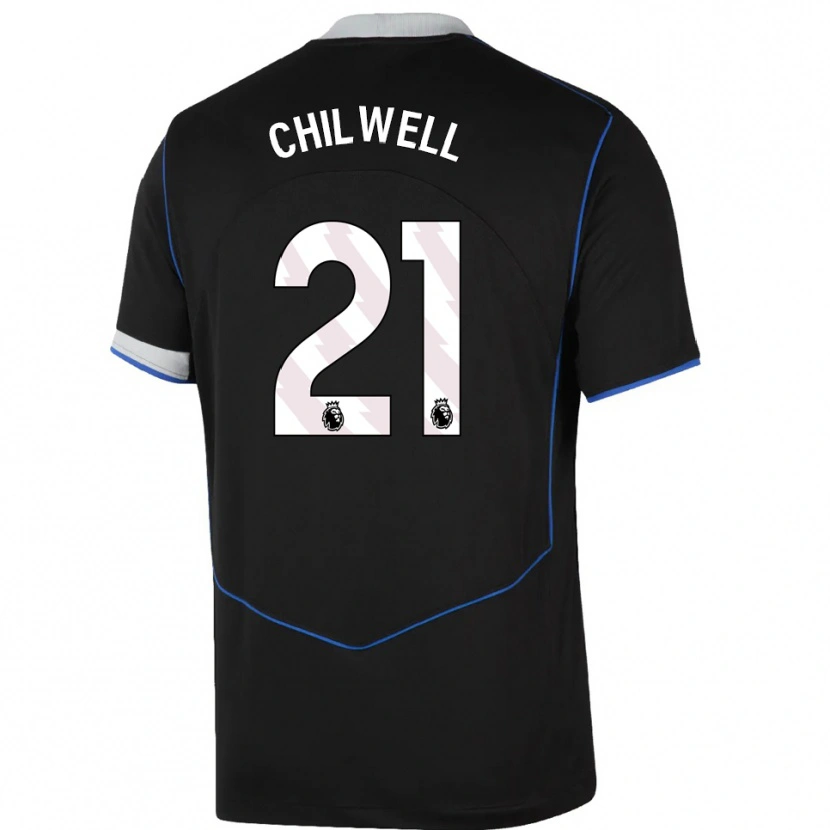Danxen Dame Ben Chilwell #21 Svart Blå Sølv Tredje Sett Drakt Trøye 2025/26 Skjorter T-Skjorte