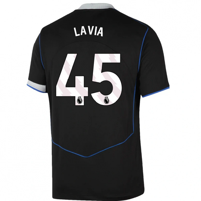 Danxen Dame Roméo Lavia #45 Svart Blå Sølv Tredje Sett Drakt Trøye 2025/26 Skjorter T-Skjorte