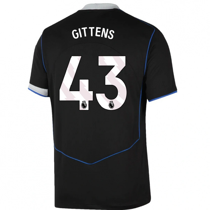 Danxen Dame Jamie Gittens #43 Svart Blå Sølv Tredje Sett Drakt Trøye 2025/26 Skjorter T-Skjorte