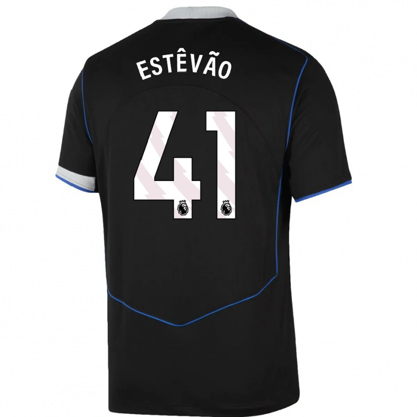 Danxen Dame Estêvão #41 Svart Blå Sølv Tredje Sett Drakt Trøye 2025/26 Skjorter T-Skjorte