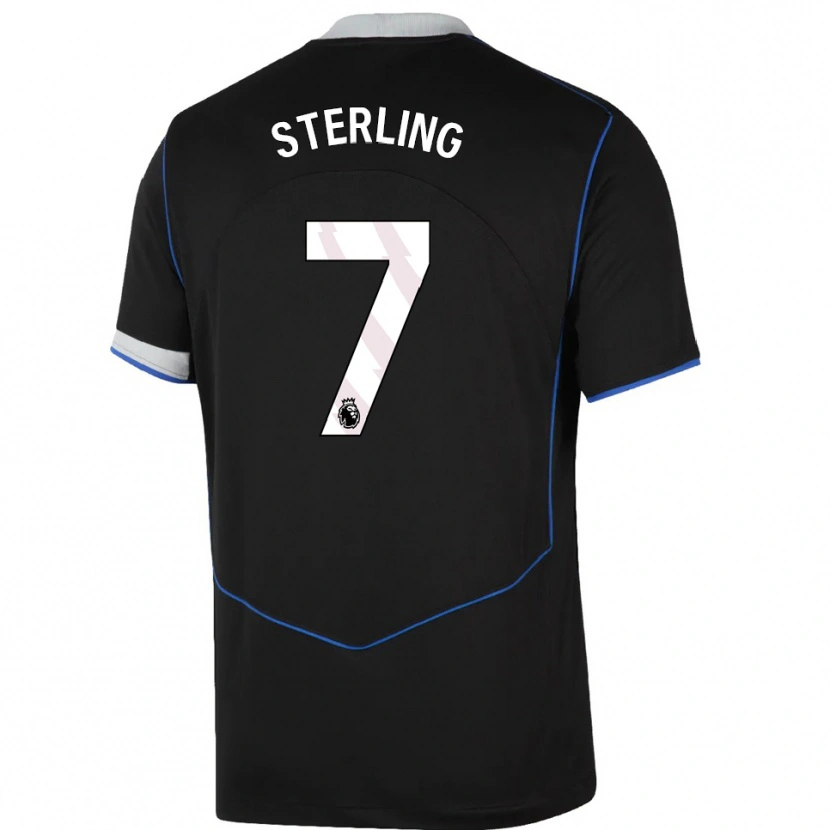 Danxen Dame Raheem Sterling #7 Svart Blå Sølv Tredje Sett Drakt Trøye 2025/26 Skjorter T-Skjorte