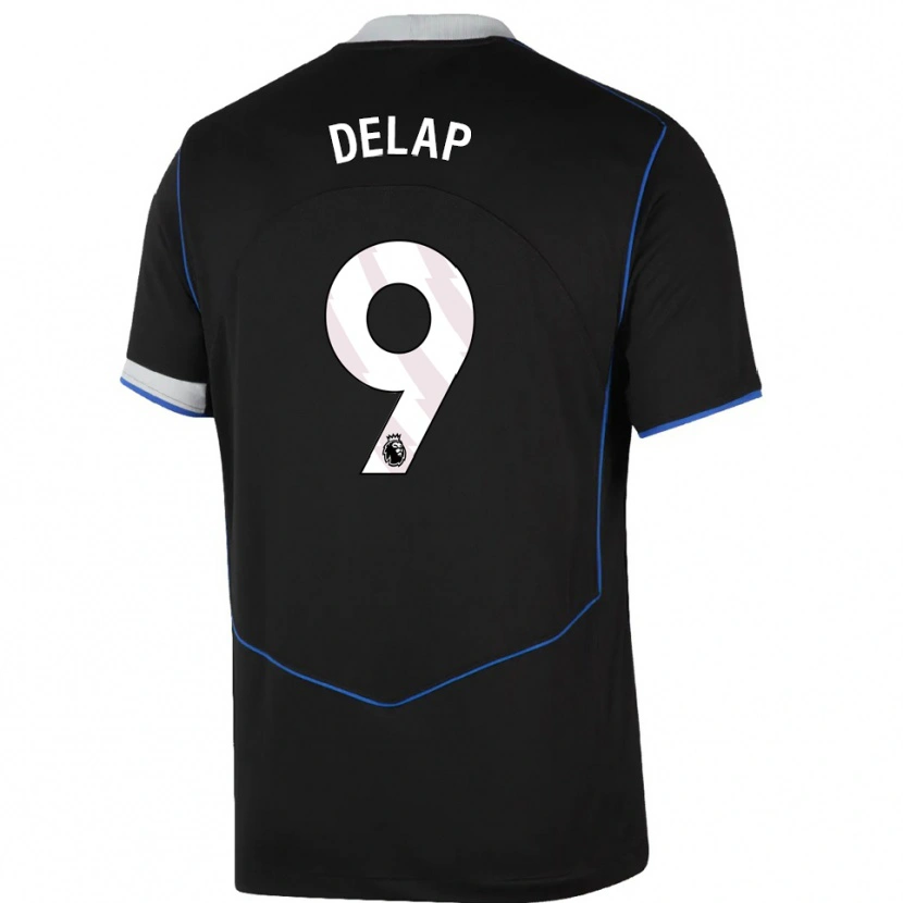 Danxen Dame Liam Delap #9 Svart Blå Sølv Tredje Sett Drakt Trøye 2025/26 Skjorter T-Skjorte