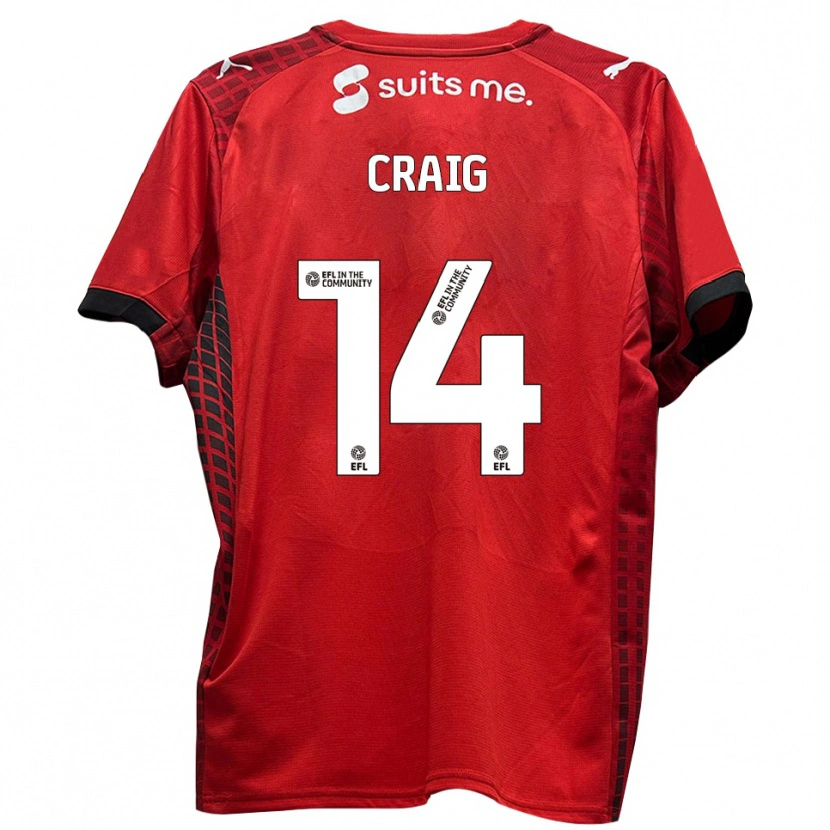 Danxen Barn Michael Craig #14 Rød Svart Hjemmetrøye Drakt Trøye 2025/26 Skjorter T-Skjorte
