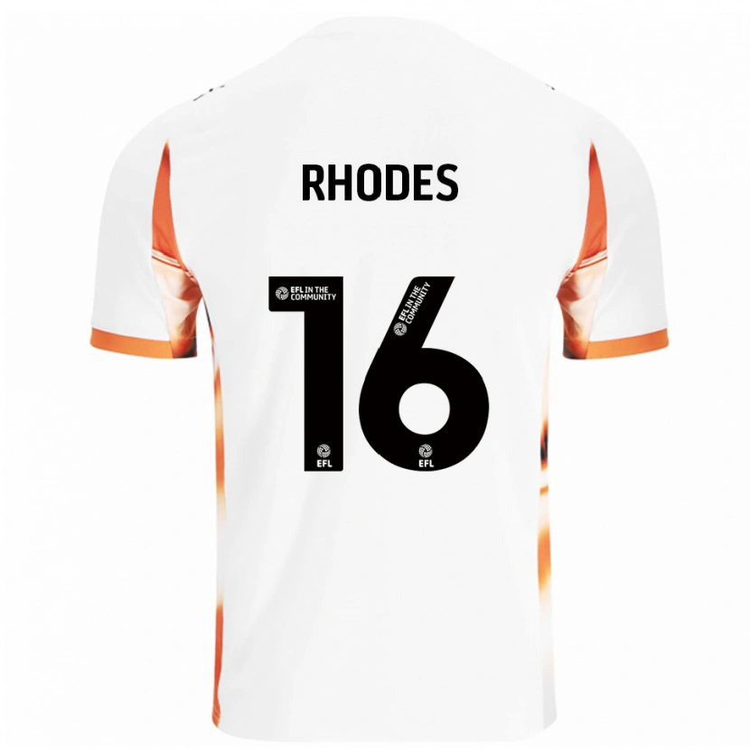 Danxen Barn Jordan Rhodes #16 Hvit Oransje Svart Bortetrøye Drakt Trøye 2025/26 Skjorter T-Skjorte
