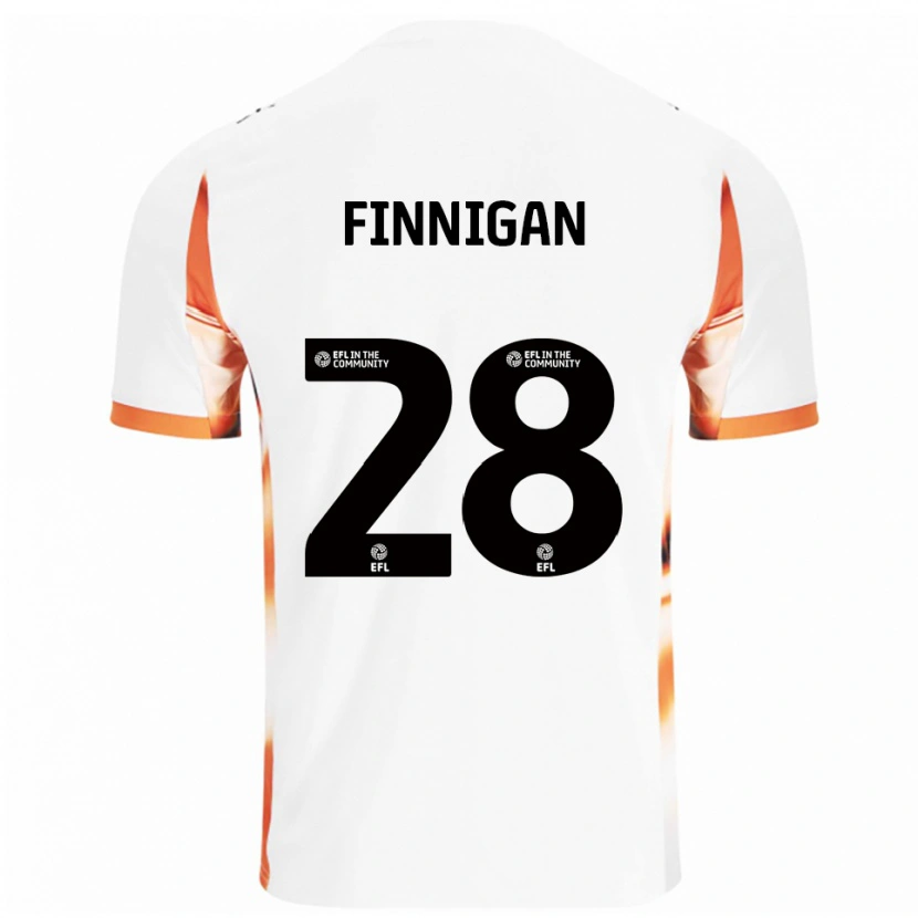 Danxen Mann Ryan Finnigan #28 Hvit Oransje Svart Bortetrøye Drakt Trøye 2025/26 Skjorter T-Skjorte