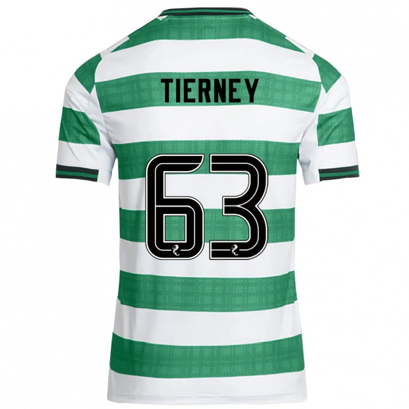 Danxen Dame Kieran Tierney #63 Grønn Hvit Hjemmetrøye Drakt Trøye 2025/26 Skjorter T-Skjorte
