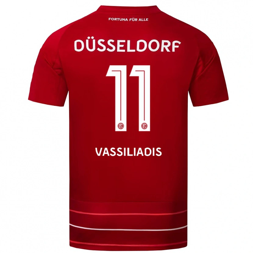 Danxen Mann Leonidas Vassiliadis #11 Rød Hvit Hjemmetrøye Drakt Trøye 2025/26 Skjorter T-Skjorte