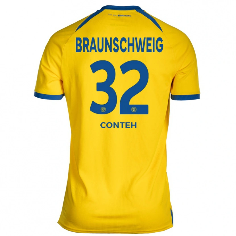 Danxen Mann Christian Conteh #32 Gul Blå Hjemmetrøye Drakt Trøye 2025/26 Skjorter T-Skjorte