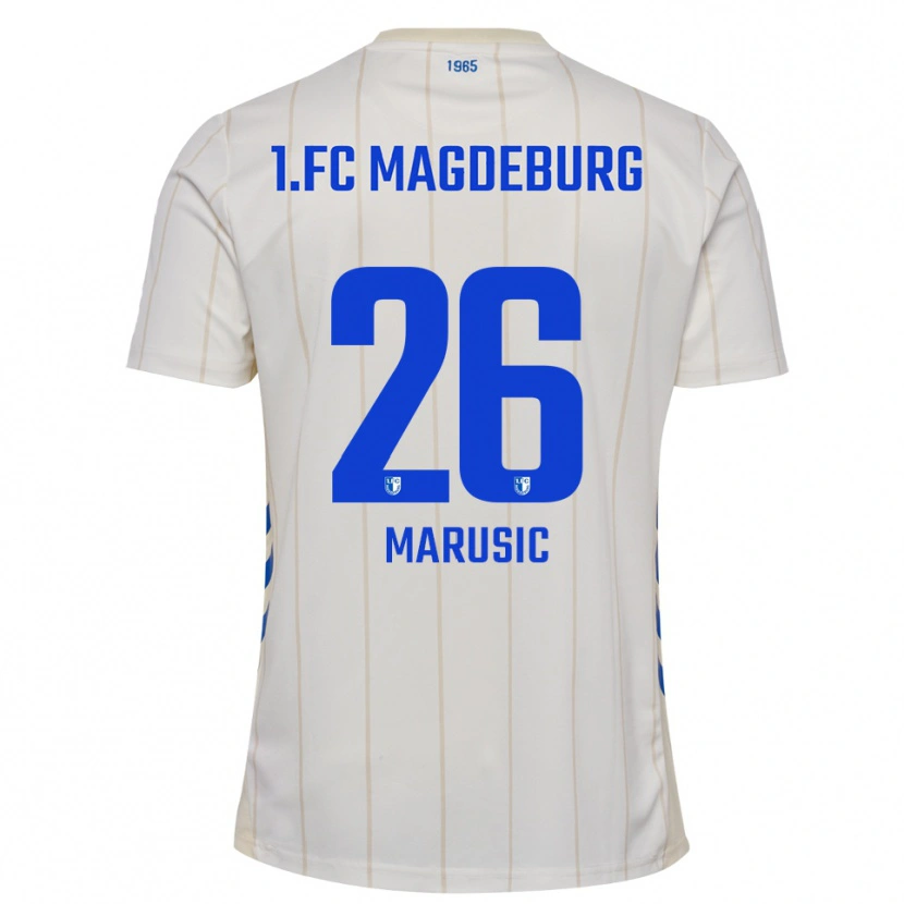 Danxen Mann Aleksa Marusic #26 Hvit Blå Bortetrøye Drakt Trøye 2025/26 Skjorter T-Skjorte