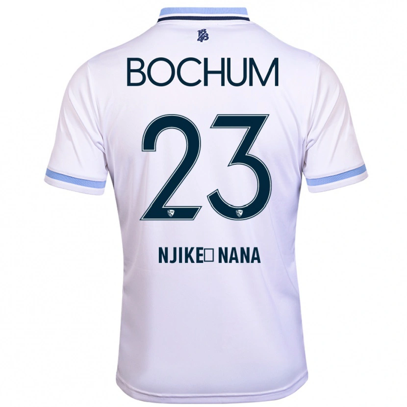 Danxen Mann Jean-Philippe Njike-Nana #23 Hvit Himmelsblå Bortetrøye Drakt Trøye 2025/26 Skjorter T-Skjorte