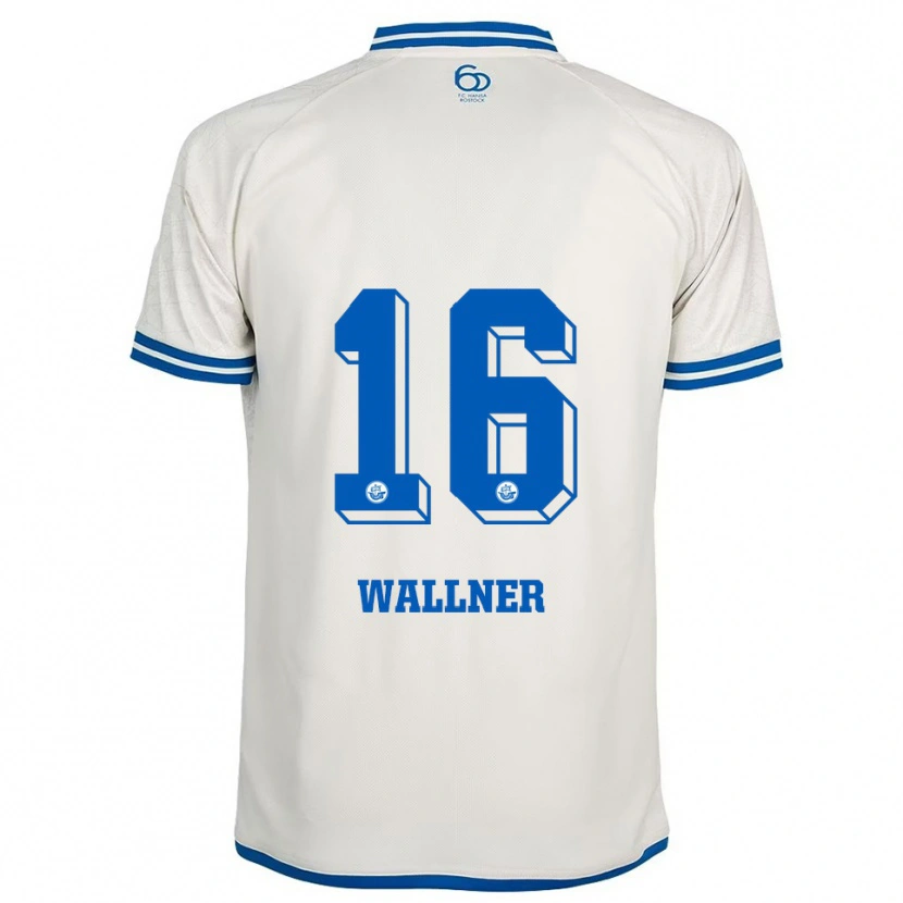 Danxen Mann Lukas Wallner #16 Hvit Blå Bortetrøye Drakt Trøye 2025/26 Skjorter T-Skjorte