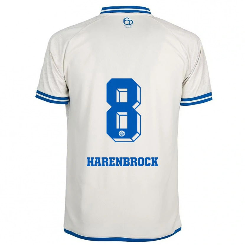 Danxen Mann Cedric Harenbrock #8 Hvit Blå Bortetrøye Drakt Trøye 2025/26 Skjorter T-Skjorte