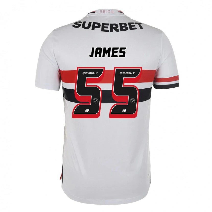 Danxen Barn James Rodriguez #55 Rød Svart Hvit Hjemmetrøye Drakt Trøye 2025/26 Skjorter T-Skjorte