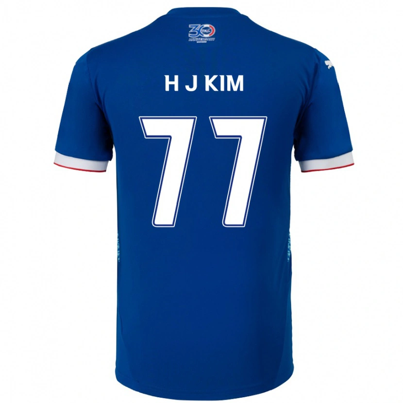 Danxen Barn Ji-Hyun Kim #77 Kongeblå Hvit Hjemmetrøye Drakt Trøye 2025/26 Skjorter T-Skjorte