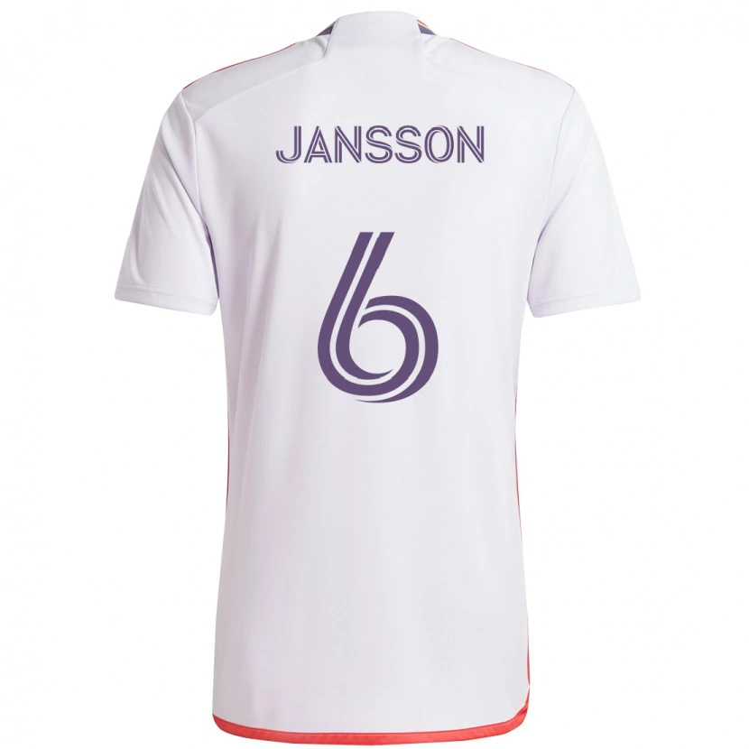 Danxen Barn Robin Jansson #6 Hvit Lilla Bortetrøye Drakt Trøye 2025/26 Skjorter T-Skjorte