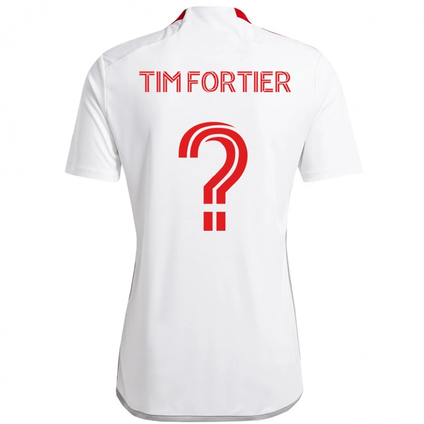 Danxen Barn Tim Fortier #0 Hvit Rød Bortetrøye Drakt Trøye 2025/26 Skjorter T-Skjorte