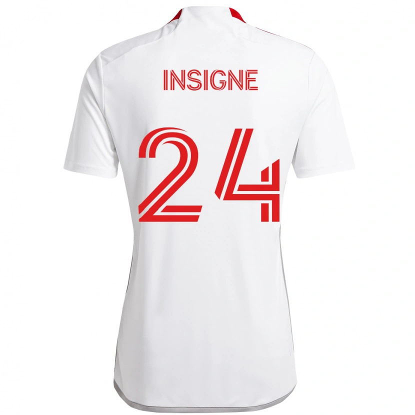 Danxen Barn Lorenzo Insigne #24 Hvit Rød Bortetrøye Drakt Trøye 2025/26 Skjorter T-Skjorte