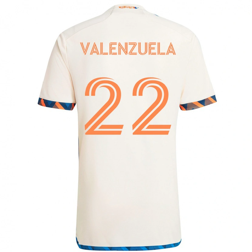 Danxen Barn Gerardo Valenzuela #22 Hvit Blå Oransje Bortetrøye Drakt Trøye 2025/26 Skjorter T-Skjorte