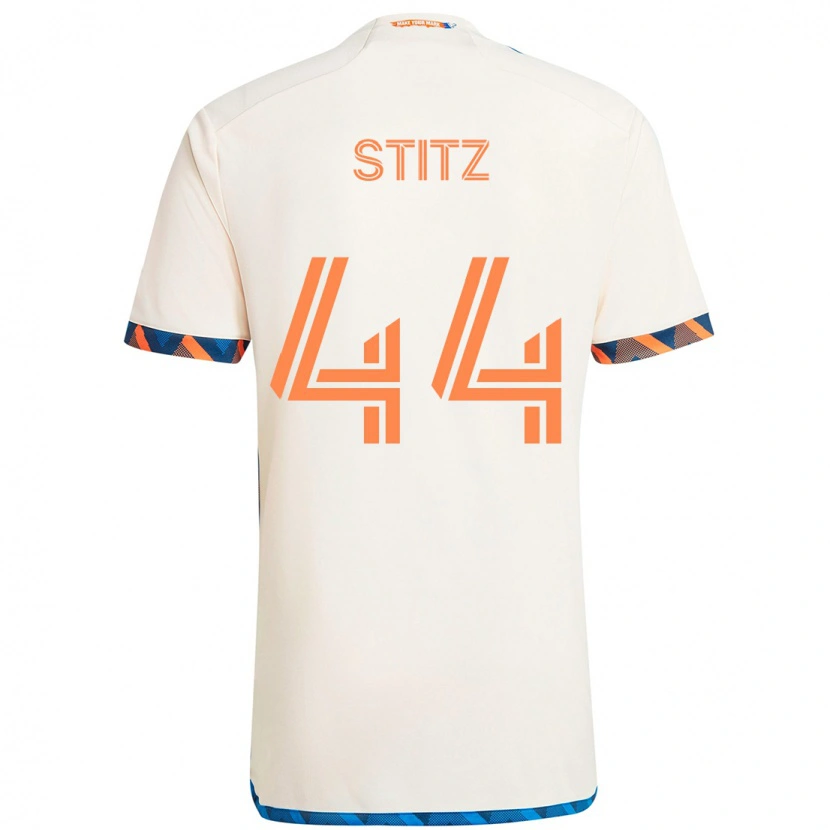 Danxen Barn Ben Stitz #44 Hvit Blå Oransje Bortetrøye Drakt Trøye 2025/26 Skjorter T-Skjorte