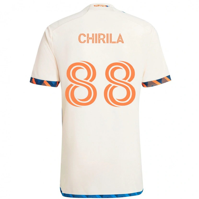 Danxen Barn Andrei Chirilă #88 Hvit Blå Oransje Bortetrøye Drakt Trøye 2025/26 Skjorter T-Skjorte