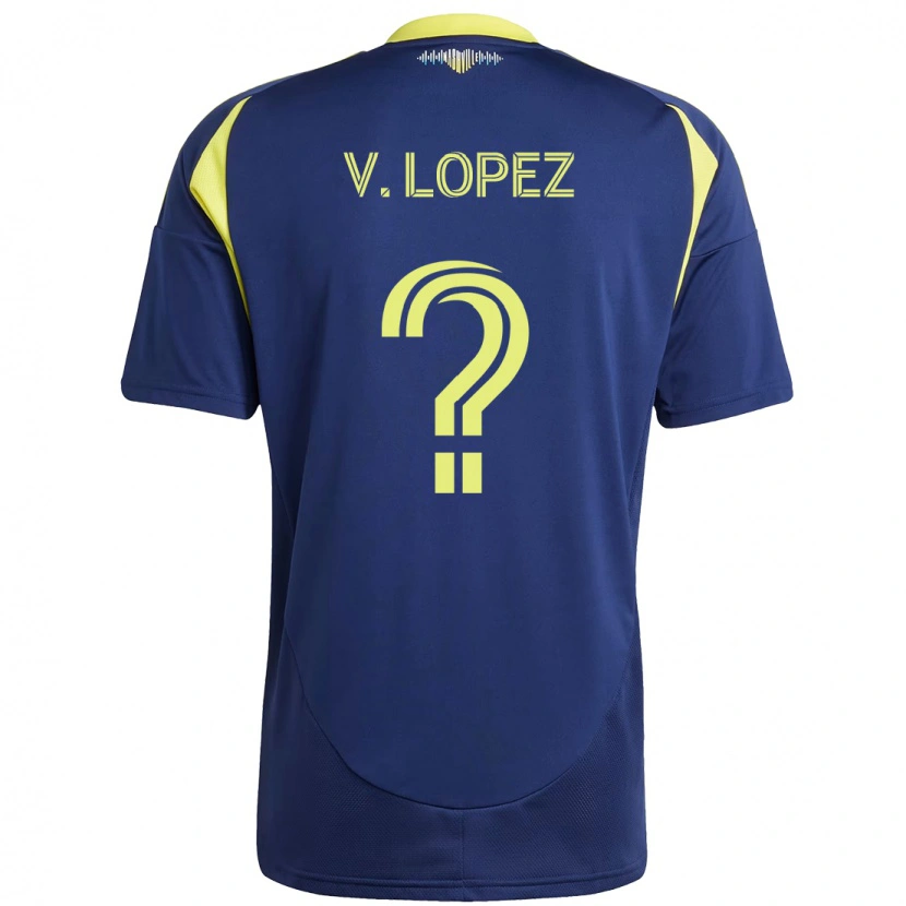 Danxen Barn Alejandro Velazquez-Lopez #0 Marineblå Gul Bortetrøye Drakt Trøye 2025/26 Skjorter T-Skjorte