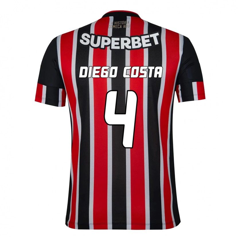 Danxen Barn Diego Costa #4 Svart Rød Bortetrøye Drakt Trøye 2025/26 Skjorter T-Skjorte