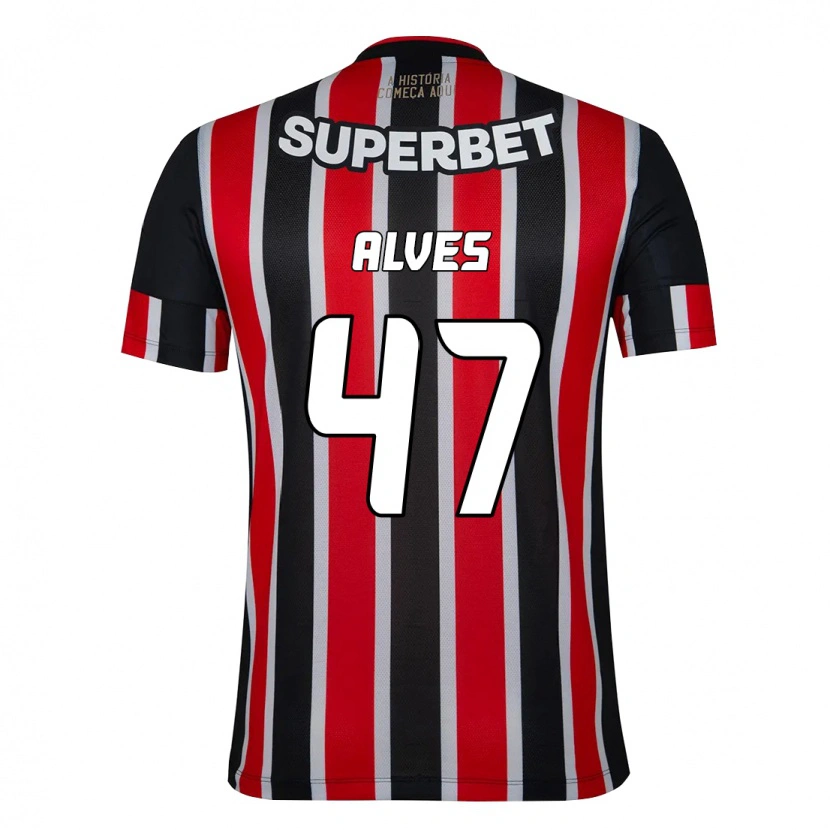 Danxen Barn Matheus Alves #47 Svart Rød Bortetrøye Drakt Trøye 2025/26 Skjorter T-Skjorte