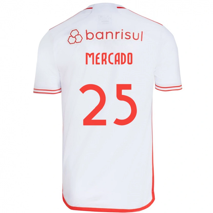 Danxen Barn Gabriel Mercado #25 Hvit Rød Bortetrøye Drakt Trøye 2025/26 Skjorter T-Skjorte
