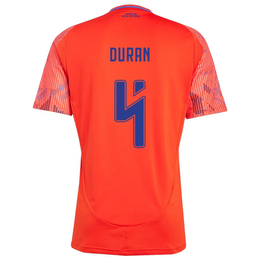 Danxen Barn Ignacia Durán #4 Oransje Rød Bortetrøye Drakt Trøye 2025/26 Skjorter T-Skjorte