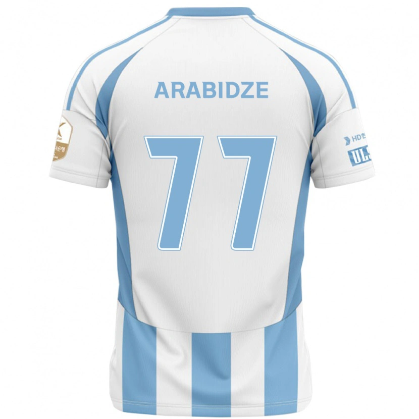 Danxen Barn Giorgi Arabidze #77 Hvit Himmelsblå Bortetrøye Drakt Trøye 2025/26 Skjorter T-Skjorte