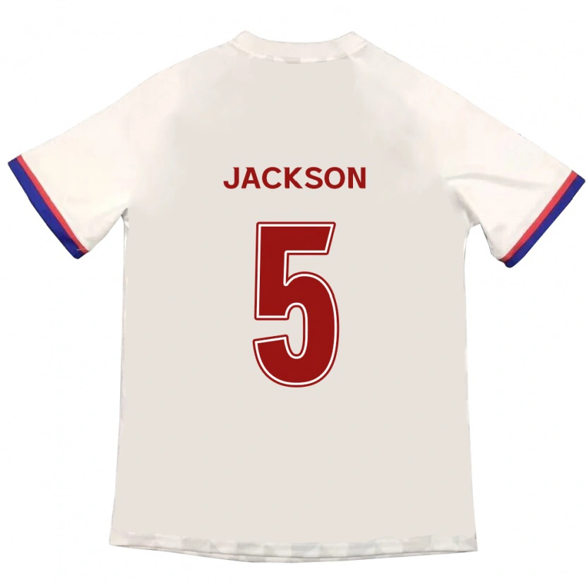 Danxen Barn Lachlan Jackson #5 Off-White Rød Bortetrøye Drakt Trøye 2025/26 Skjorter T-Skjorte