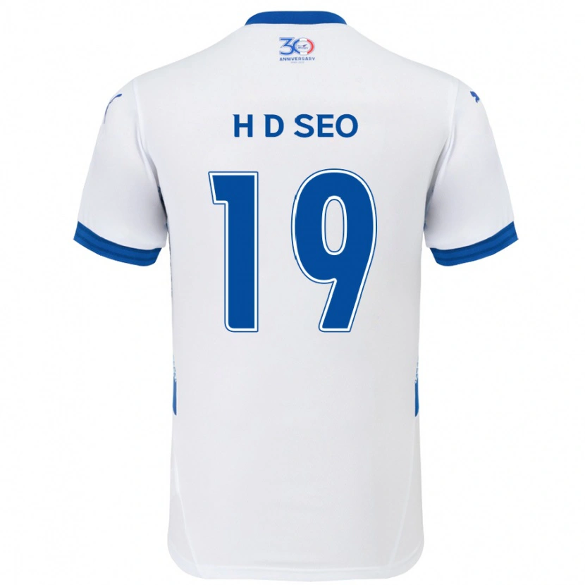 Danxen Barn Dong-Han Seo #19 Hvit Kongeblå Bortetrøye Drakt Trøye 2025/26 Skjorter T-Skjorte