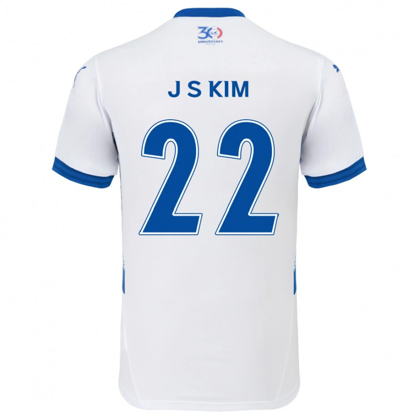 Danxen Barn Sang-Jun Kim #22 Hvit Kongeblå Bortetrøye Drakt Trøye 2025/26 Skjorter T-Skjorte