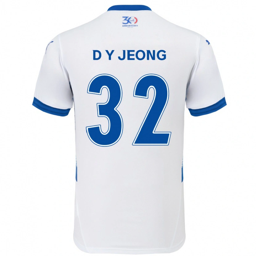 Danxen Barn Dong-Yun Jeong #32 Hvit Kongeblå Bortetrøye Drakt Trøye 2025/26 Skjorter T-Skjorte