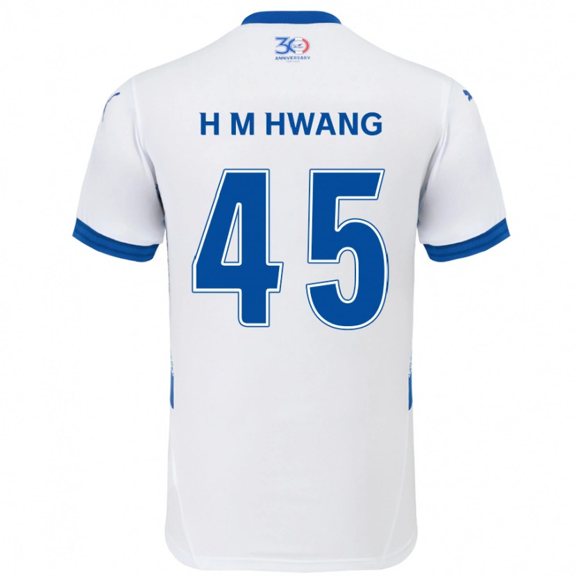 Danxen Barn Myung-Hyun Hwang #45 Hvit Kongeblå Bortetrøye Drakt Trøye 2025/26 Skjorter T-Skjorte