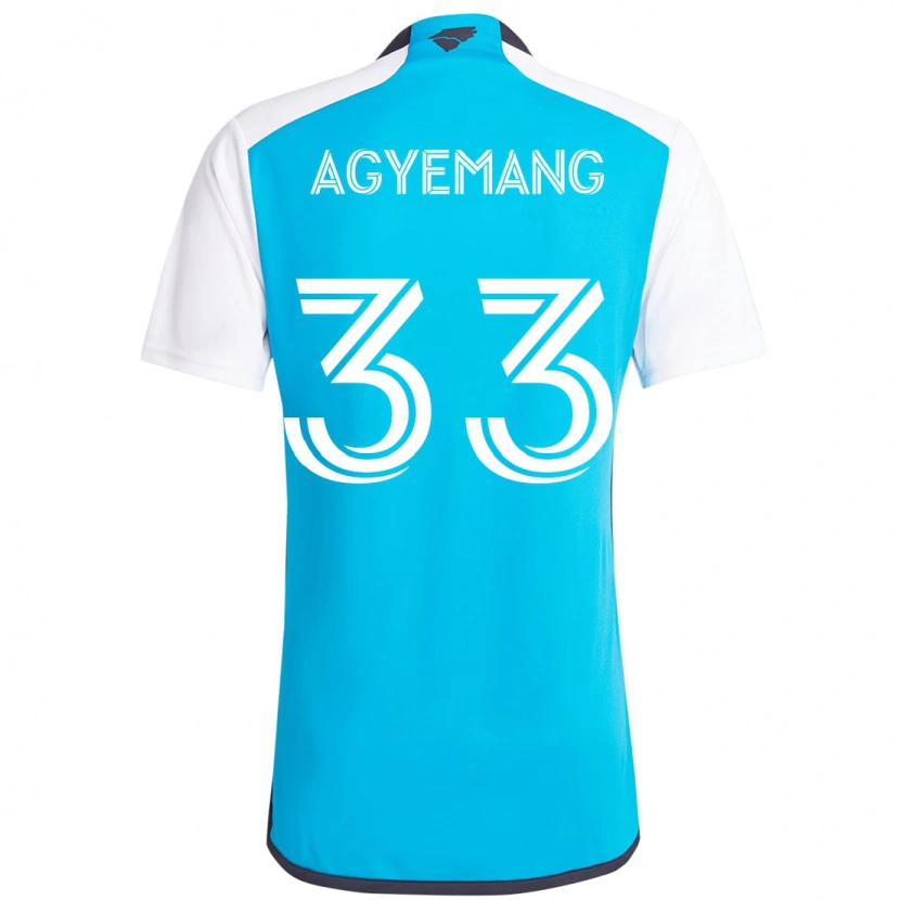 Danxen Mann Patrick Agyemang #33 Himmelsblå Hvit Hjemmetrøye Drakt Trøye 2025/26 Skjorter T-Skjorte